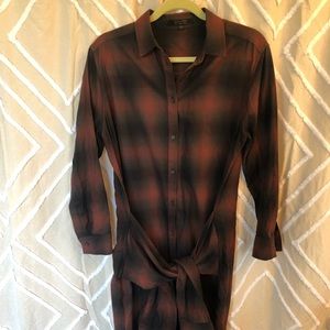 All Saints plaid tie waist dress